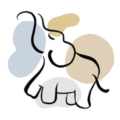 Elephant Line Art Decoration Vector