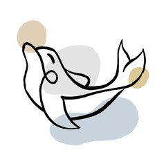 Dolphin Line Art Decoration Vector
