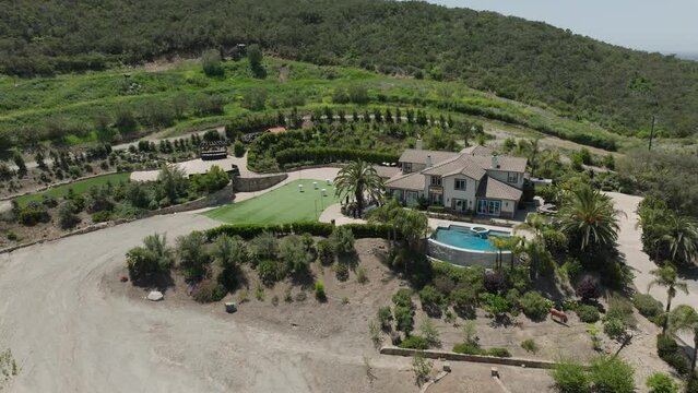 Top view of a large beautiful villa