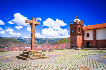 Cusco, Peru. Mirador de Plaza San Cristobal, overlooking ancient city. - obrazy, fototapety, plakaty
