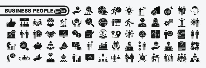 Naklejka na ściany i meble Business people, human resources, office management - web icon set. Simple vector illustration