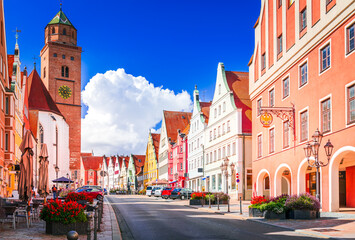 Fototapeta premium Donaworth, Germany. Romantic Road charming city in Bavaria, Swabia historical region.