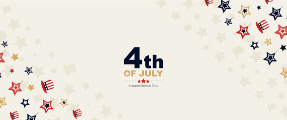 Fototapeta na wymiar 4th of July banner. Modern minimal design.