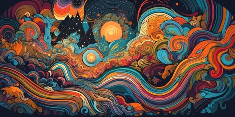 Psychedelic Abstract Wave Backdrop