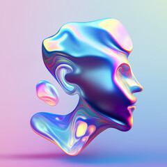 Obraz premium 3d Holographic head illustration in gradient background 