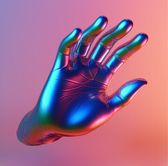 3d Holographic opened hand illustration