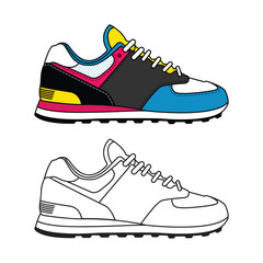 Sneaker illustration, colourful sneaker, sports shoes, sneaker posters
