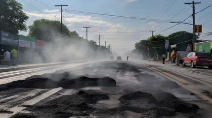 Navigating the Chaos: Walking through a Busy Sidewalk Construction Site, generative AI