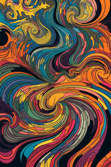 Fototapeta na wymiar Psychedelic trippy abstract poster, swirling patterns, vivid colors, distorted shapes, optical illusions, hypnotic visual effects, poster art 
