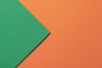 Rough kraft paper background, paper texture orange green colors. Mockup with copy space for text