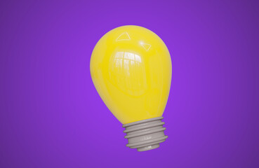 light bulb on blue 3d render