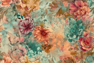 Nahtlos wiederholendes Muster - Ölmalerei - Aquarell Blumen