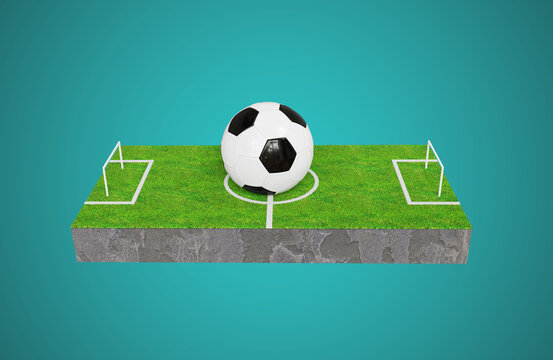 soccer ball on the grass 3d render