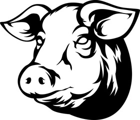 Pig head mascot. Swine logo. Hog illustration.