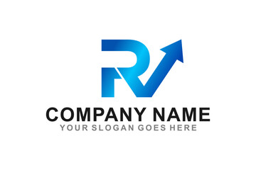 RV initial logo company business trade consulting arrow shape