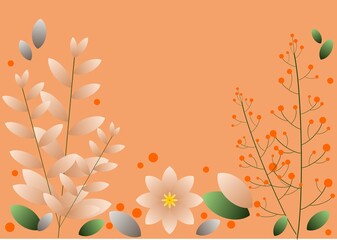 Autumn leaves background. Creative layout made of autumn leaves and flowers on orange background. Nature concept.