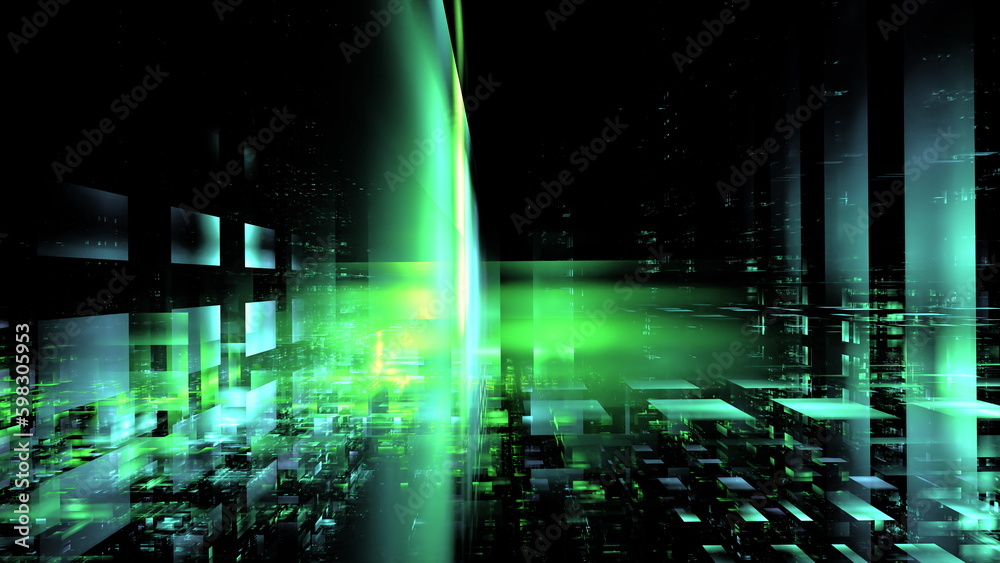 Poster modern digital technologies, cloud computing. digital space, architecture design. complex mathematic