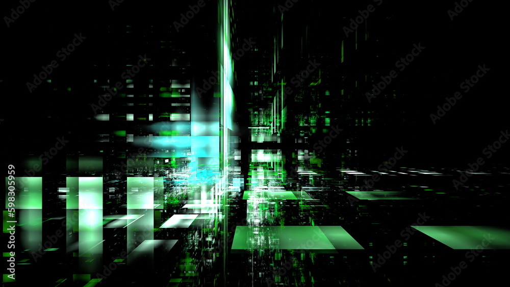 Poster digital space, architecture design. complex mathematical calculations in a digital environment, virt
