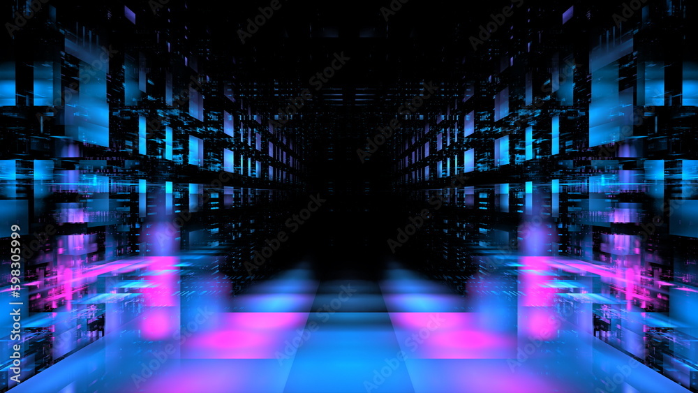 Poster modern digital technologies, cloud computing. digital space, architecture design. complex mathematic