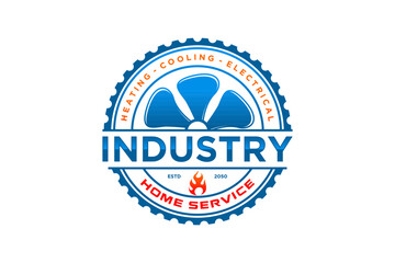 HVAC industri logo design fan Heating ventilating Air Conditioning icon illustration