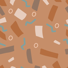 Modern vector abstract seamless geometric pattern with simple shapes in retro scandinavian style.