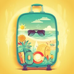 Vacation suitcase, seaside sunny ai generated high quality illustration