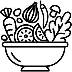 salad icon. vegetable diet nutrition symbol. line icon vector stock