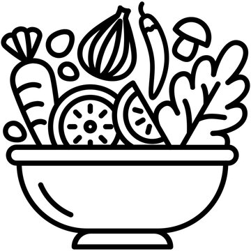 salad icon. vegetable diet nutrition symbol. line icon vector stock