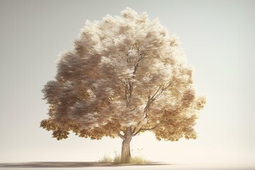 A transparent 3D illustration of a deciduous tree. Generative AI