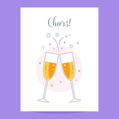 Two Clinking Glasses with Champagne Cheers Card Generative AI