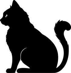 Striking monochrome depiction of a black cat, exuding an air of mystery and elegance in its sleek and captivating form