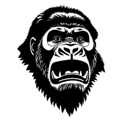 Monkey head. A gorilla with a bared mouth