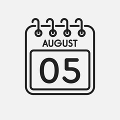 Icon page calendar day - 5 August