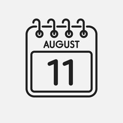 Icon page calendar day - 11 August