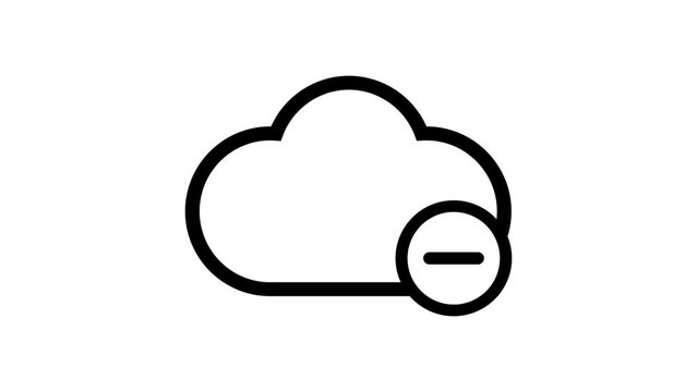 Cloud with Minus symbol, Delete data on the server, Animated icon on transparent background, alpha channel included.