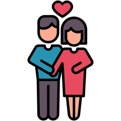 Couple Icon. Wedding Love Romance Symbol. Line Filled Icon Vector Stock 