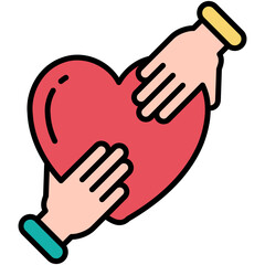 Charity Icon. Donation Love Support Symbol. Line Filled Icon Vector Stock 