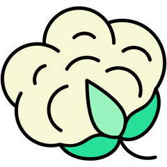 Cotton Ball Icon. Cotton Flower Symbol. Line Filled Icon Vector Stock 