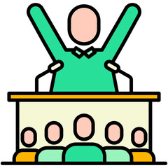 Speech Icon. Government Public Election Symbol. Line Filled Icon Vector Stock 