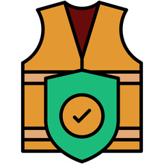 Safety Icon. Secure Work Accident Symbol. Line Filled Icon Vector Stock 