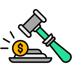 Auction Icon. Bid Deal Act Symbol. Line Filled Icon Vector Stock 