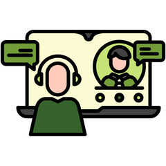 Conference Icon. Online Video Webinar Symbol. Line Filled Icon Vector Stock 