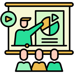 Lecture Icon. Online Video Webinar Symbol. Line Filled Icon Vector Stock 