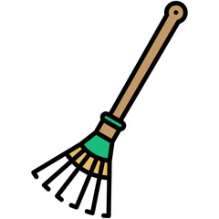 Rake Icon. Plant Gardening Agriculture Symbol. Line Filled Icon Vector Stock 