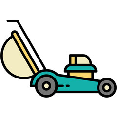 Mower Icon. Plant Gardening Agriculture Symbol. Line Filled Icon Vector Stock 