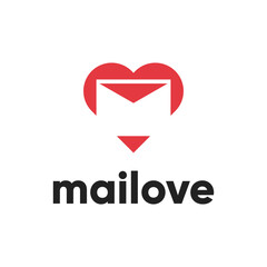 Modern logo combination of heart and red envelope