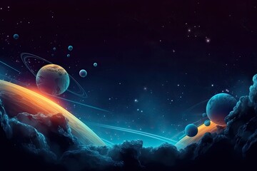 Illustration on the topic of outer space, interstellar travels, universe and distant galaxies.