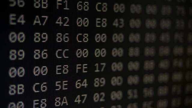 Binary Program Code On Black Background