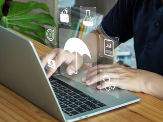 Insurance and risk management concepts, health, life, and finances that may arise from an...