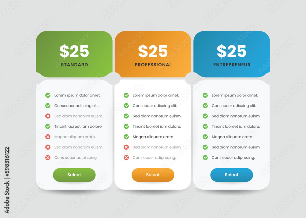 Wall mural business pricing comparison table with minimal shape and checklist